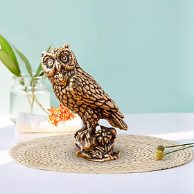 Miniature Owl Figurine Keychain Pendant Copper Owl Statue Miniature Sculpture Micro Landscape Mini Crafts Model for Living Room Home Decor