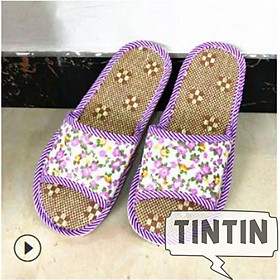 Dép đế cói vải đi 4 mùa trong nhà - văn phòng - chống thối chân TINTIN DNL08