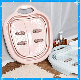 Mua Chậu nhựa ngâm chân gấp gọn đa năng kèm bàn lăn massage - Hồng - Hàng Chất Lượng