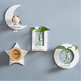 Mua Kệ trang trí treo tường hình trăng sao - bộ 4 chiếc ( 20cm x 20cm x 0.9cm)