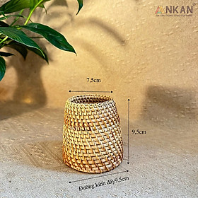 Cốc Mây Tre Đan Thủ Công Đa Năng - Đựng Bút, Cắm Hoa, Trang Trí Bàn Làm Việc - Phong Cách Vintage