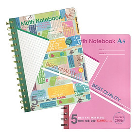 Sổ caro lò xo kép A5 bìa nhựa 200tr 72,4g/m2 fo kem; MS: 300