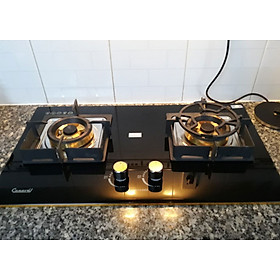 Bếp Gas Âm 2 Lò Canaval CA-6858 Mặt Kính Màu Đen, Đánh Lửa Bằng Pin IC, Đầu Đốt Hợp Kim Siêu Bền, Kiềng Gang Đúc - Hàng Chính Hãng