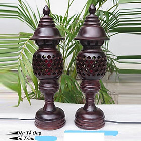 Mua Cặp đèn thờ tổ ong màu đen hàng chuẩn xuất khẩu   cặp đèn gỗ