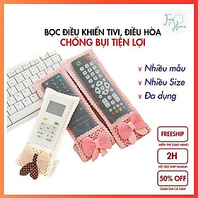 CHỐNG BỤI Bọc Điều Khiển Tivi, Điều Hòa Vải Ren Dễ Thương