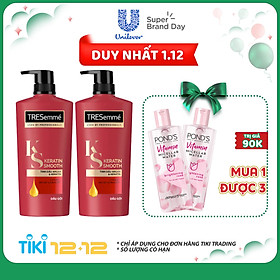 Combo 2 Dầu Gội Tresemmé Keratin Smooth Tinh Dầu Argan Và Keratin Vào Nếp Suôn Mượt 640Gr