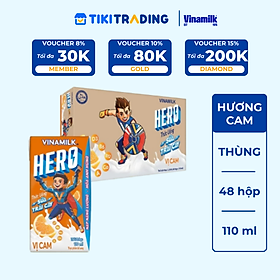Thức uống sữa trái cây vị cam Vinamilk Hero - Thùng 48 hộp 110ml