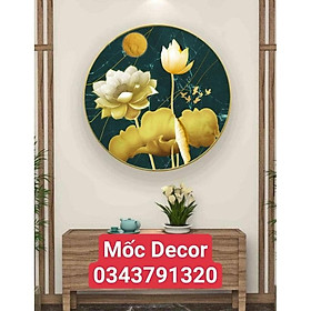 Mua Tranh tráng gương sen vàng thích hợp treo phòng thờ  phòng khách