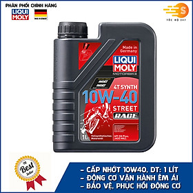 Dầu nhớt tổng hợp động cơ cho xe số, xe máy phân khối lớn, xe côn tay Liqui Moly 10W40 Race 20753 1lít - Phù hợp cho xe chạy xa, chạy phượt, leo dốc giúp máy bốc, chạy êm xe mát máy