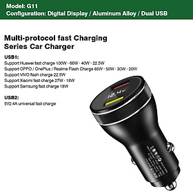 Zmonlinery Type C CAR SARGER Màn hình kỹ thuật số 100W 6A USB Type-C PP Super Fast Charge cho Samsung Galaxy S21 Ultra S20 Plus