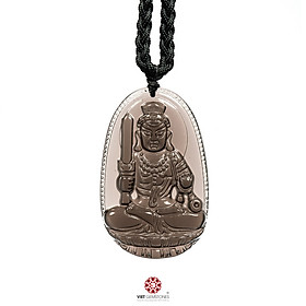 Mặt dây chuyền Bất Động Minh Vương Bồ Tát Thạch anh khói - Phật Bản Mệnh cho người tuổi Dậu size lớn VietGemstones