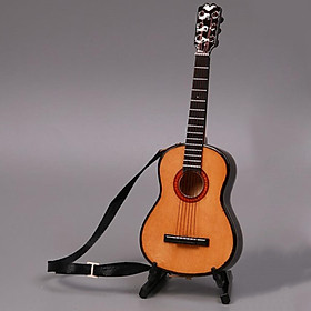 1/6 Scale Musical Instrument Wooden Guitar Model For Dollhouse Desktop Decor