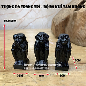 [Khỉ tam không] Tượng đá trang trí tượng bộ ba khỉ tam không mang ý nghĩa sâu sắc | Chiều cao 6cm