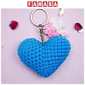Móc Khoá Len Hình Trái Tim - Màu Xanh Dương