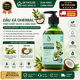 Dầu xả thảo dược thiên nhiên tinh chất olive dầu dừa độc quyền DHERBAL chai 300ml dầu xả tóc chắc khỏe suôn mượt chính hãng