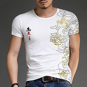 Áo T-shirt nam, cổ tròn, cộc tay, họa tiết in hoa, ôm sát, kiểu dáng thời trang, phù hợp cho mùa hè, mẫu mới nhất TA51