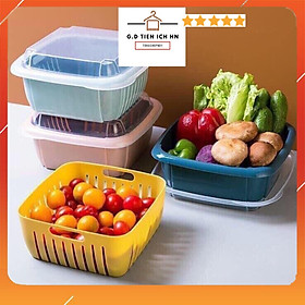 Bộ rổ nhựa kèm chậu có nắp đậy 3in1 mẫu mới
