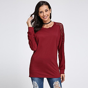 ZANZEA Blusas Women 2018 Spring Autumn Lace Blouse Batwing Long Sleeve Shirt Sexy Loose Top Jumper Pullover Blusa Femininas Red