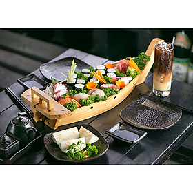 Khay Thuyền Gỗ 35cm Trang Trí Thực Phẩm Và Sushi & Sashimi Phong Cách Nhật Bản