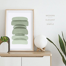 Mua Tranh treo tường | Tranh trừu tượng - Modern green shapes  minimalist wall art