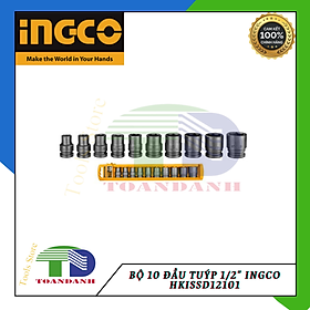 Bộ 10 đầu  tuýp 1/2" ingco HKISSD12101