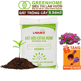 Đất trồng cây greenhome, bao 6.5dm3 , đầy đủ dinh dưỡng, tiện lợi, dễ sử dụng, chuyên trồng rau, hoa, kiểng