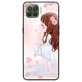 Ốp lưng dành cho Oppo A93 - F17 Pro mẫu Cô Gái Váy Trắng Nền Hoa Đào