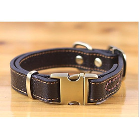 Vòng cổ da khóa bấm kim loại cho chó