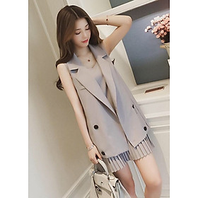 SET ĐẦM KÈM ÁO KHOÁC DÁNG DÀI SÁT NÁCH TRẺ TRUNG - SD924