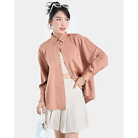 Áo Sơmi Nữ Thời Trang JUNO Dáng Oversized Hạ Vai JNASM021