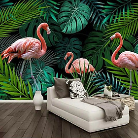 (HCM) Tranh dán tường 3d lá nhiệt đới tropical 4 tranh sẵn keo, dễ dán(in theo yêu cầu)