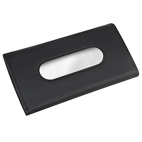 PU Leather Tissue Box Napkin Holder Paper Storage for Sun Visor Office Black