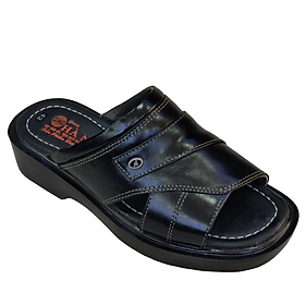 Dép Nam Quai Ngang Da Bò Thật HÀ NAM Đế Cao Dành Cho Người Thấp DNA2126