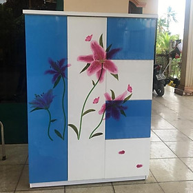 Tủ nhựa đài loan 2 cánh lớn 4 cánh nhỏ trắng xanh