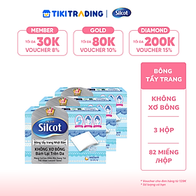 Bộ 3 Hộp Silcot Bông Trang Điểm (bông tẩy trang) Nhật Bản (82 Miếng/Hộp)