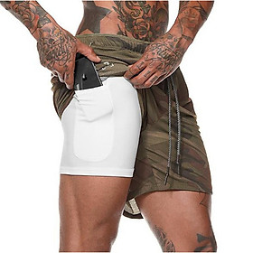 Quần đùi gym 2 lớp có lót quần legging, Quần short thể thao, Quần legging nam liền quần đùi tập gym nam - Thích hợp tập gym, đá bóng, chạy bộ, thể thao, bóng rổ hoặc giữ ấm cơ thể (SP124)