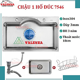 Mua Chậu rửa chén bát 1 hố lớn dạng ĐÚC dày 3 5 li Valenza kiểu dáng Hàn Quốc inox 304 chuẩn 100% kèm chậu phụ inox304  bộ xả thoát to-Hàng chính hãng