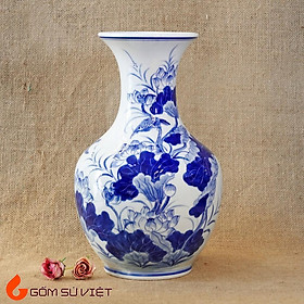 Mua Bình tỏi men lam vẽ hoa sen 35 - Gốm Bát Tràng
