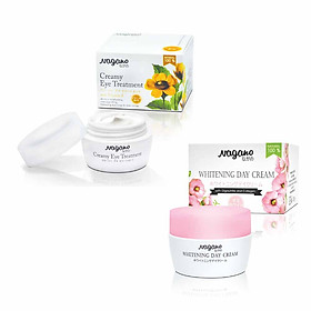 Combo Kem Dưỡng Trắng Da Ban Ngày Và Kem Trẻ Hóa Da Vùng Mắt Nagano Japan - Whitening Day Cream & Creamy Eye Treatment - Bộ đôi ngăn ngừa mụn đầu đen, tàn nhang, giảm quầng thâm và nếp nhăn quanh mắt