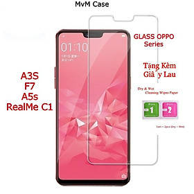 Kính cường lực OPPO F7/ A3S/ A5s/ realme C1 trong suốt tặng kèm giấy lau khô ướt vệ sinh