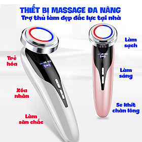 Hình ảnh Máy massage mặt – Máy massage mặt đa năng 5 IN 1 - Máy điện di tinh chất - Máy đẩy tinh chất - MASSAGE MẶT + LÀM SẠCH + TRẺ HÓA – Pin 1200mA - Chăm sóc da mặt đa năng- HDSD Tiếng Việt