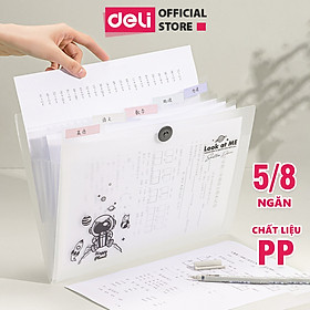 Hình ảnh Cặp đựng tài liệu 5 ngăn/8 ngăn trong suốt A4 Deli File Đựng Tài Liệu Hồ Sơ, Túi Hồ Sơ Văn Phòng, File Lưu Trữ Đa Năng Trong Suốt Phi Hành Gia - có Nhãn dán đính kèm