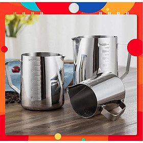 Mua Ca đánh sữa  rót sữa inox có vạch chia 350ml 600ml 1000ml Lọ rắc bột inox Bút vẽ latte Tạo bọt cà phê Khuôn capuchino