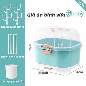 Giá úp bình sữa dạng hộp Bottle Storage Box cao cấp bảo quản bình sữa, núm ti khỏi bụi bẩn, côn trùng