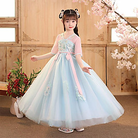 SHUANGYAN Váy bé gái phong cách cổ xưa siêu tiên thời Đường nữ Trung Quốc phong cách ngang ngực váy bé gái mùa hè mỏng trẻ em Hán phục