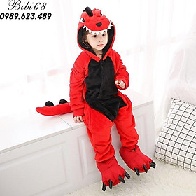 Bộ Đồ thú Khủng Long xanh liền thân lông mịn Pijama dành Cho Người Lớn và Trẻ Em kiểu dáng Động Vật Hoạt Hình Cosplay