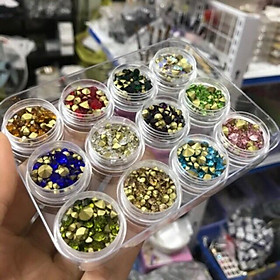 Đá chân nhọn set 12 ô trang trí móng