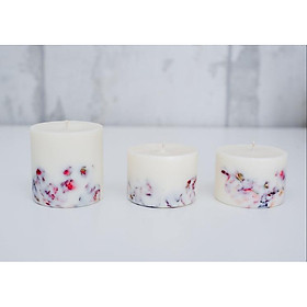 Combo 3 nến thơm cao cấp bằng sáp đậu nành với tinh dầu hoa hồng tự nhiên, trang trí hoa hồng thật, 1 nến 500ml và 2 nến 250ml