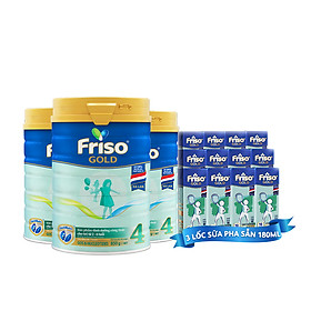 Combo 3 lon sữa Bột Friso Gold 4 850g Dành Cho Trẻ Từ 2 - 6 Tuổi + Tặng 3