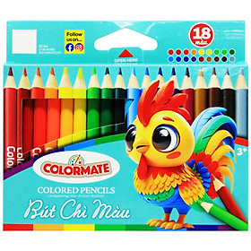Colormate - Hộp Giấy 18 Cây Bút Chì Màu Ngắn